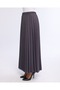 Gray Pleated Women's Long Crepe Skirt with Elastic Waist, Pleated, Comfortable