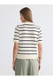 Vizyon New Season Ecru Crew Neck Striped Women's Knitwear Cardigan - 4