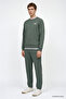 Men's Green Cotton Standard Fit Regular Cut Crew Neck Skinny Leg Sweatpants Set - 3