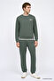Men's Green Cotton Standard Fit Regular Cut Crew Neck Skinny Leg Sweatpants Set - 2