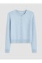 Vizyon New Season Blue Crew Neck Long Sleeve Women's Knitwear Cardigan - 5