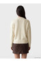 Özmarka New Season Ecru Crew Neck Self-Patterned Women's Knitwear Sweater - 4