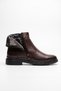 Genuine Leather Brown Zippered Fur Men's Winter Boots Luass30Al0087 - 2