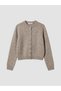 Beige Crew Neck Women's Knitwear Cardigan - 6