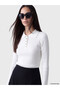 Ozmarka New Season White Polo Collar Women's Knitwear Sweater