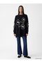 Ozmarka New Season Black Crew Neck Floral Embroidered Women's Knitwear Sweater - 2