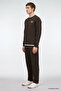 Men's Bitter Brown Cotton Standard Fit Regular Cut Crew Neck Narrow Leg Sweatpants Set - 3