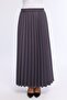 Gray Pleated Women's Long Crepe Skirt with Elastic Waist, Pleated, Comfortable - 2