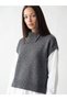 Peak New Season Anthracite Asymmetrical Collar Women's Knitwear Sweater