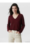 Rmz Gi̇yi̇m Farkiyla V Dikim Shiny Textured Women's Knitwear Sweater