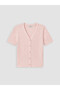 Özmarka New Season Pink V-Neck Women's Knitwear Cardigan - 5