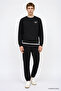 Men's Navy Blue Cotton Standard Fit Regular Cut Crew Neck Skinny Leg Sweatpants Set - 2