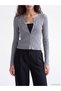 Vizyon New Season Gray Crew Neck Women's Knitwear Cardigan - 3