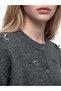 Xside Anthracite Bow Embroidered Women's Knitwear Cardigan - 3