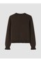Özmarka New Season Brown Crew Neck Women's Knitwear Cardigan - 3