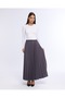 Gray Pleated Women's Long Crepe Skirt with Elastic Waist, Pleated, Comfortable - 5