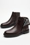 Genuine Leather Brown Zippered Fur Men's Winter Boots Luass30Al0087