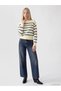Seray New Season Yellow Boat Neck Striped Women's Knitwear Sweater - 2
