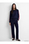 Ozmarka New Season Navy Blue Stripe Detailed Soft Touch Women's Sweatpants - 2