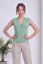 Women's Sleeveless Knitwear Buttoned V-Neck Classic Vest White, Black, Brown, Green