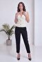 Women's Sleeveless Knitwear Buttoned V-Neck Classic Vest White, Black, Brown, Green - 4