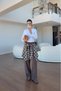 Brown Palazzo Trousers with Part Shirt Detail - 2