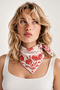 Red Vintage Floral Badge Pattern Scarf Bandana 50X50 cm - 2
