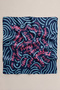 Navy Blue Fuchsia Slogan Wave Pattern Scarf Bandana 50X50 cm