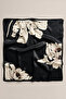 Black Ecru Lily Pattern Scarf Bandana 50X50 cm