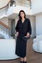 Black Casual Dress with Gathered Waist - 2