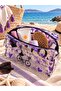 Purple Patterned Transparent Makeup Bag - 4