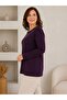 Women's Purple Color Stone-Embellished Blouse Long Sleeve - 2