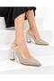 White Pearl and Stone Detailed Pointed Toe Open Back Stone Heeled Evening Dress Shoes - 2