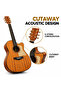 Acoustic Electric Guitar with Separate EQ System, 6-String Cutaway Acoustic Guitar with Capo, 3 Picks & Wall Hangers, Natural Wood-Look Finish for Beginners, Students & Home Practice - 3