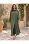Khaki Color Degaje Collar Casual Bohemian Tunic - 6