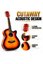 Acoustic Electric Guitar, 6-String Cutaway Guitar with Separate EQ System, Capo, Picks & Wall Hangers, Sunburst - 4