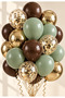 Eucalyptus Brown Gold Balloon Set 20-Piece Chrome Gold Confetti Birthday Baby Shower Engagement Promise Party Decoration Balloons