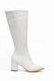 Pointed Toe Heeled White Boots - 3