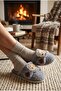 Women's Gray Monkey Figured Plush House Slippers - Cute Soft Winter Plush Slippers - 2