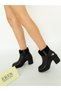 7021 Eren Shoes&Bag Genuine Leather Print Detailed Zippered Thick Heeled Casual Elegant Comfortable Women's Boots Real Leather Black - 7