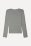 Women's Gray Melange Crew Neck Long Sleeve T-Shirt - 2
