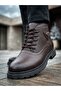 Men's Brown Fur Lined Lace-Up Zippered Light Sole Men's Winter Boots Tge230735