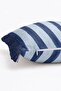 Portofino Stripe Navy Blue Light Blue Thick Striped Fringed Throw Pillow Cover - 5