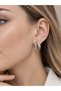 Brass Silver Color Zircon Stone Women's Earrings - 2