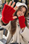 Plush Cut-Out Half Finger Gloves - 2