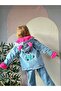 Girl's Character Patterned Hooded Plush Lined Denim Coat - 2