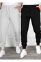 Set of 2 Unisex Regular Fit Ribbed Leg Black, Gray, Navy Blue, Anthracite Color Sweatpants, Sports Sweatpants