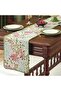 Spring Botanical Elegant Table Runner, Floral Jacquard Table Runner, with Delicate Lace Edging, Deco - 4