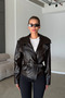 Zr Model Bitter Brown Belted Premium Women's Leather Jacket with Elastic Back - 4