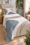 Single Quilted Pique Set – Beige Blue Abstract Geometric Patterned Quilted Bedspread - 3